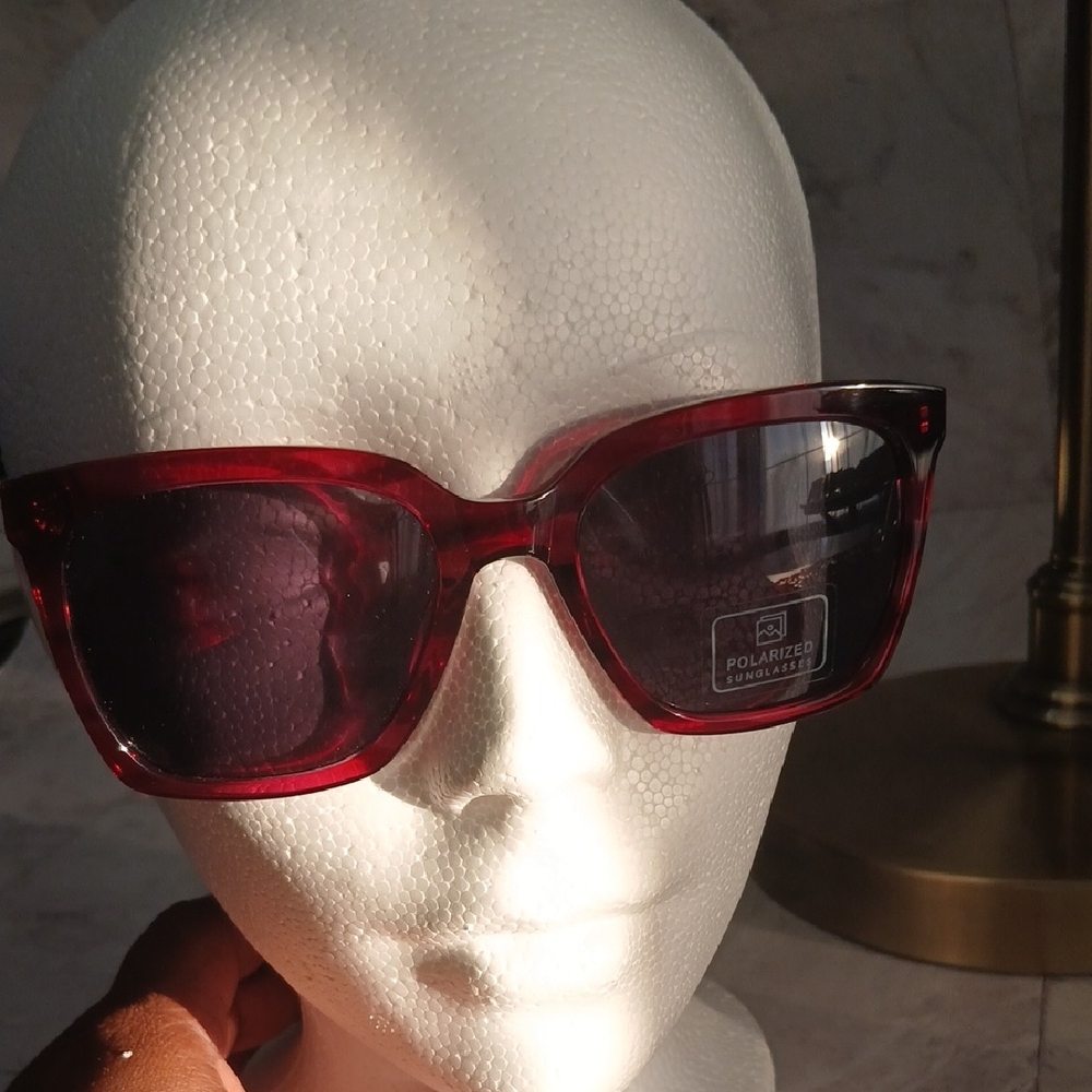 Women's Red Polarized Oversized Sunglasses